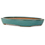 Oval teal bonsai pot by Seizan (Reihou, Kataoka Katsushi, master Seizan kiln) - 412 x 287 x 57 mm