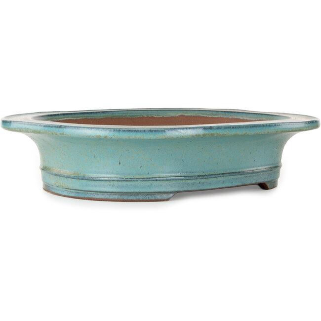 Oval turquoise bonsai pot by Kakuzan - 432 x 365 x 98 mm