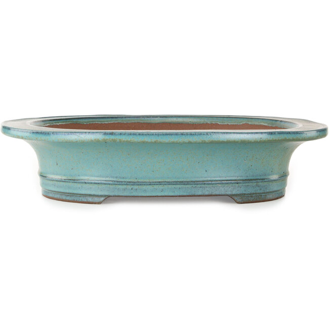 Oval turquoise bonsai pot by Kakuzan - 432 x 365 x 98 mm