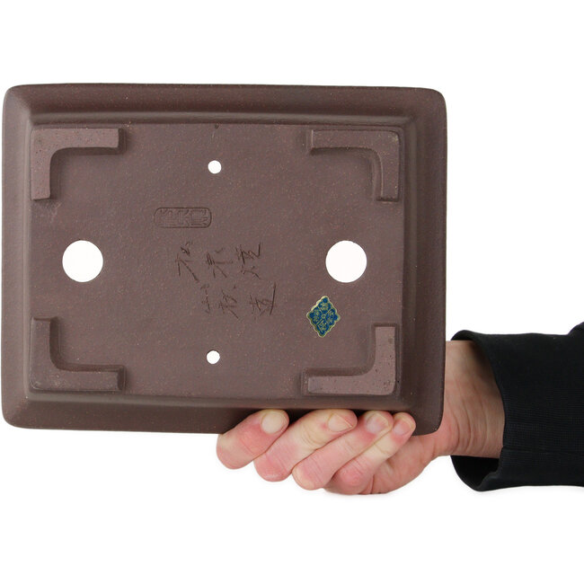 Maceta rectangular sin esmaltar para bonsái de Yamaaki Toshio (tercera generación) - 222 x 175 x 67 mm