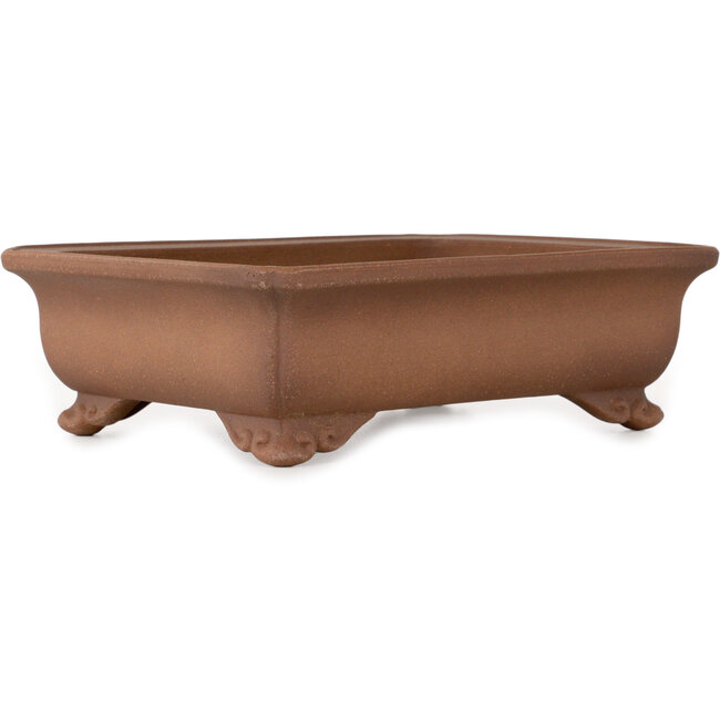 Rechthoekige, ongeglazuurde bonsaipot van Izumiya (Zenigo) - 220 x 167 x 67 mm