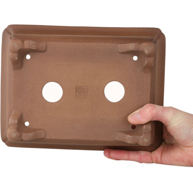 Maceta rectangular sin esmaltar para bonsái de Izumiya (Zenigo) - 220 x 167 x 67 mm