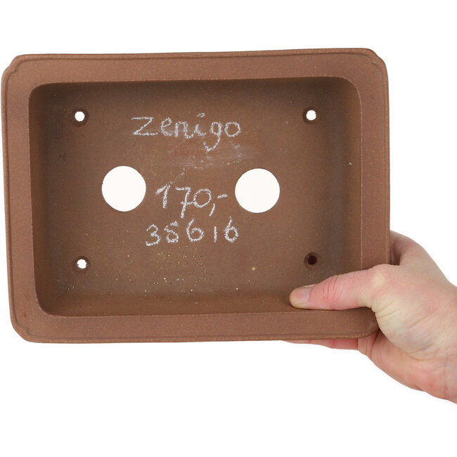 Rectangular unglazed bonsai pot by Izumiya (Zenigo) - 220 x 167 x 67 mm