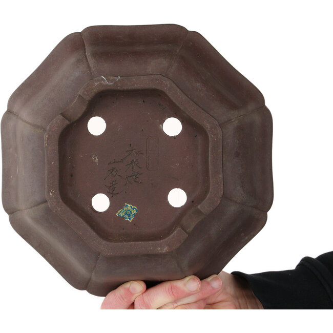 Vaso bonsai Lotus non smaltato di Yamaaki Toshio (terza generazione) - 245 x 245 x 95 mm