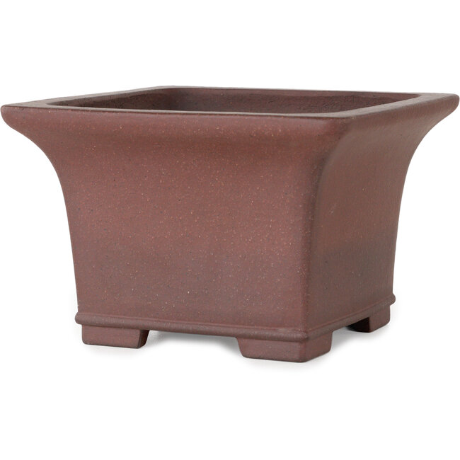 Square unglazed bonsai pot by Yamaaki Toshio (third generation) - 190 x 190 x 125 mm