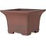 Square unglazed bonsai pot by Yamaaki Toshio (third generation) - 190 x 190 x 125 mm