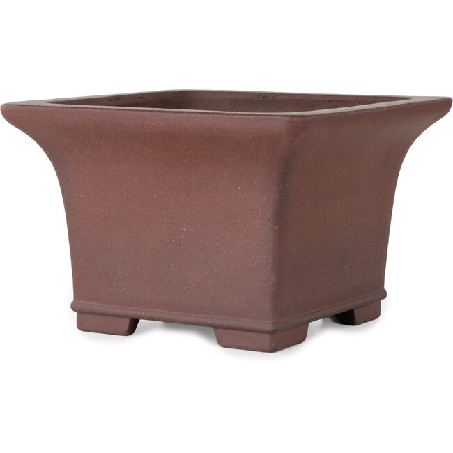 Pot à bonsaï carré non émaillé de Yamaaki Toshio (troisième génération) - 190 x 190 x 125 mm