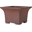 Square unglazed bonsai pot by Yamaaki Toshio (third generation) - 190 x 190 x 125 mm