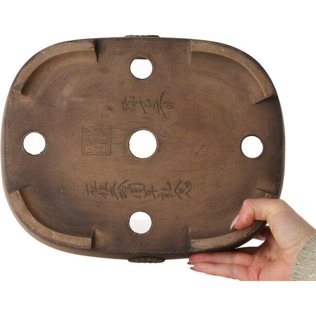 Pot à bonsaï ovale non émaillé de Haru Matsu - 310 x 243 x 98 mm