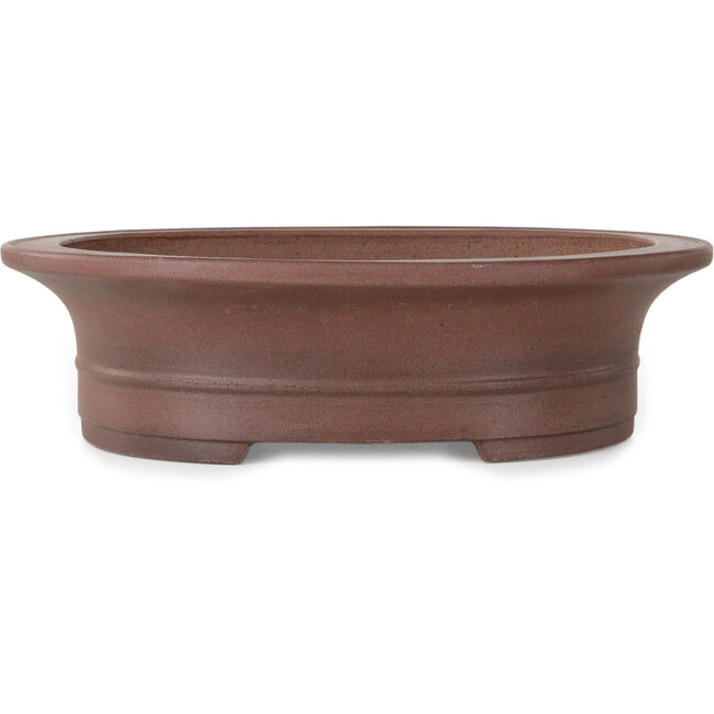Oval unglazed bonsai pot by Seibun - 293 x 243 x 80 mm