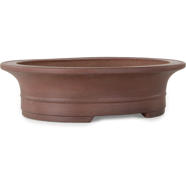 Oval unglazed bonsai pot by Seibun - 293 x 243 x 80 mm
