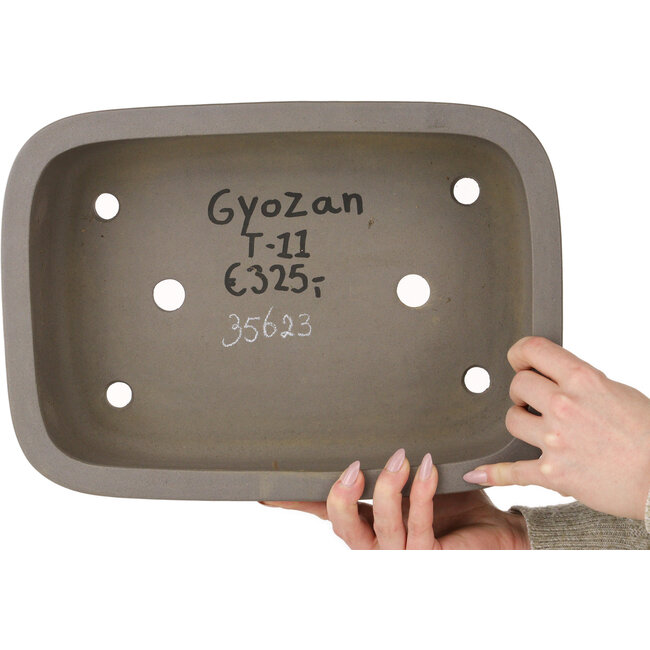 Rectangular unglazed bonsai pot by Gyouzan - 345 x 247 x 100 mm