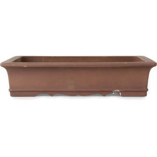 Izumiya - Zenigo (Matsushita Masuo) Pot à bonsaï rectangulaire non émaillé de 322 mm, par Izumiya (Zenigo), Japon