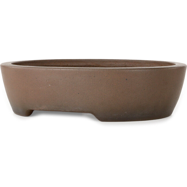 Oval unglazed bonsai pot by Uji (Gyouzan) - 280 x 240 x 70 mm