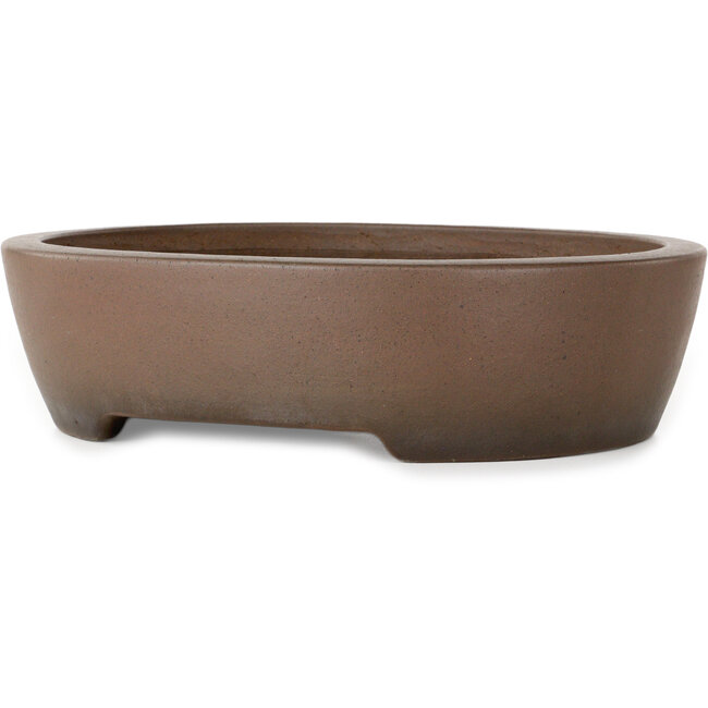 Oval unglazed bonsai pot by Uji (Gyouzan) - 280 x 240 x 70 mm