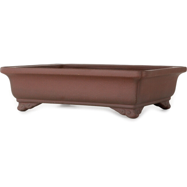 Rectangular unglazed bonsai pot by Yamaaki Toshio (third generation) - 335 x 255 x 92 mm
