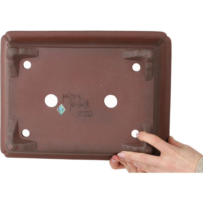 Maceta rectangular sin esmaltar para bonsái de Yamaaki Toshio (tercera generación) - 335 x 255 x 92 mm