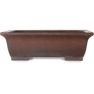  Yamaaki Vaso bonsai rettangolare non smaltato da 467 mm di Yamaaki Toshio (terza generazione), Tokoname, Giappone
