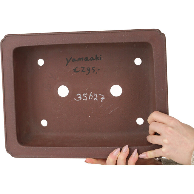 Maceta rectangular sin esmaltar para bonsái de Yamaaki Toshio (tercera generación) - 335 x 255 x 92 mm