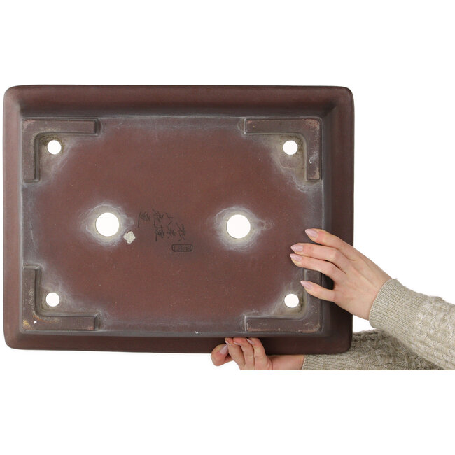 Maceta rectangular sin esmaltar para bonsái de Yamaaki Toshio (tercera generación) - 485 x 370 x 123 mm