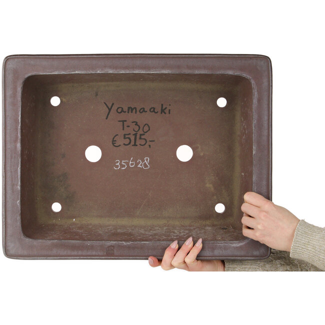 Maceta rectangular sin esmaltar para bonsái de Yamaaki Toshio (tercera generación) - 485 x 370 x 123 mm
