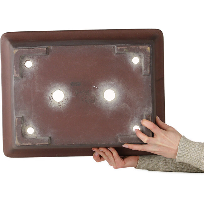 Pot à bonsaï rectangulaire non émaillé de Yamaaki Toshio (troisième génération) - 467 x 360 x 143 mm