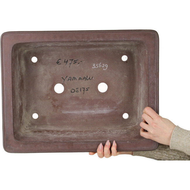 Pot à bonsaï rectangulaire non émaillé de Yamaaki Toshio (troisième génération) - 467 x 360 x 143 mm