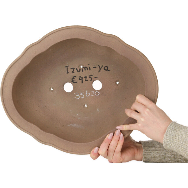 Unglasierte Bonsaischale „Mokko“ von Izumiya (Zenigo) – 400 x 325 x 130 mm