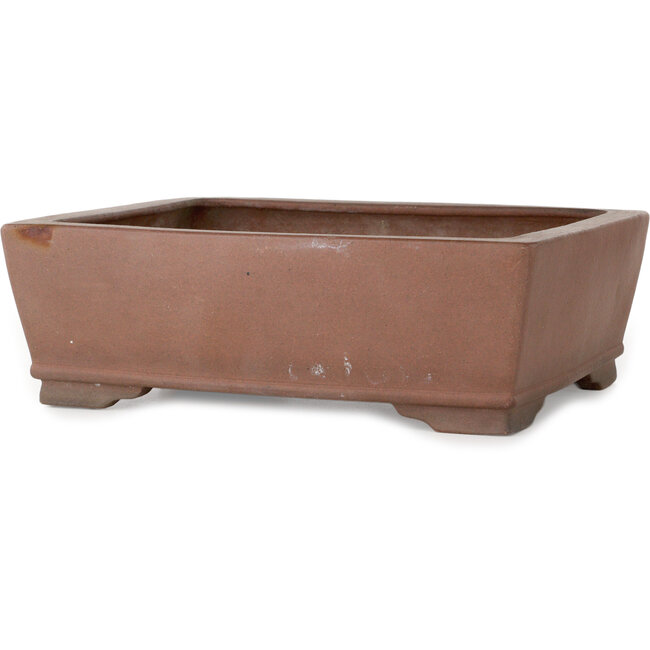 Rectangular unglazed bonsai pot by Akira Shozan (Mr. Akira Watanabe and Mr. Fumikazu Watanabe, Jukousan) - 293 x 245 x 97 mm