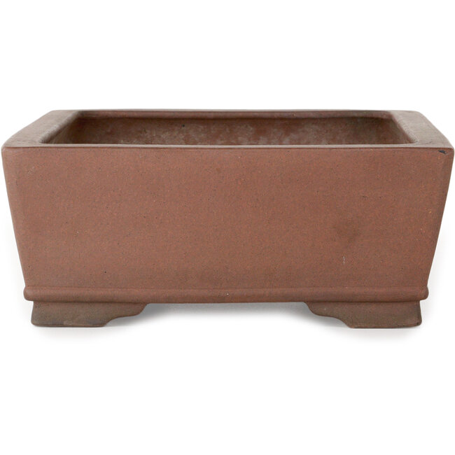 Rectangular unglazed bonsai pot by Akira Shozan (Mr. Akira Watanabe and Mr. Fumikazu Watanabe, Jukousan) - 293 x 245 x 97 mm