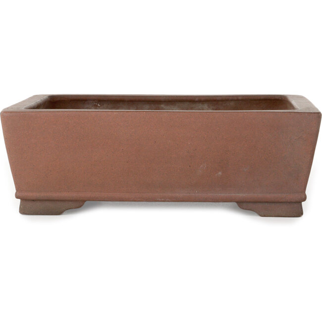Rectangular unglazed bonsai pot by Akira Shozan (Mr. Akira Watanabe and Mr. Fumikazu Watanabe, Jukousan) - 293 x 245 x 97 mm