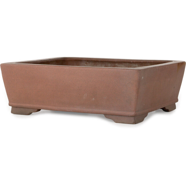 Rectangular unglazed bonsai pot by Akira Shozan (Mr. Akira Watanabe and Mr. Fumikazu Watanabe, Jukousan) - 293 x 245 x 97 mm