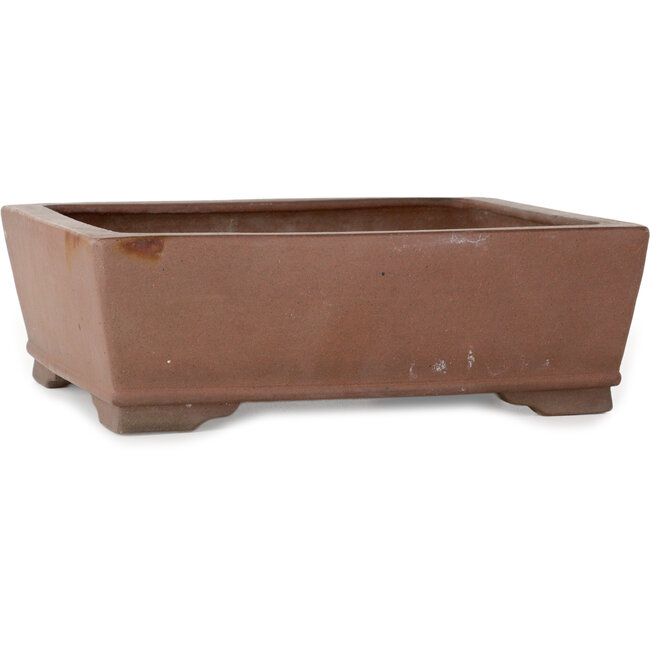 Rectangular unglazed bonsai pot by Akira Shozan (Mr. Akira Watanabe and Mr. Fumikazu Watanabe, Jukousan) - 293 x 245 x 97 mm