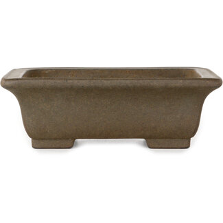  Yamaaki 140 mm rectangular unglazed bonsai pot by Yamaaki Koshosen (second generation), Tokoname, Japan