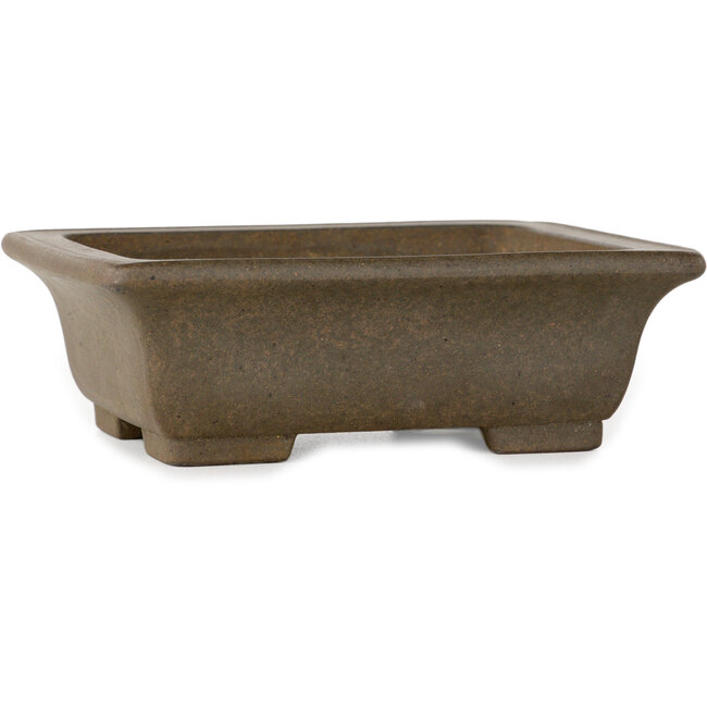 Rechteckiger, unglasierter Bonsai-Topf von Yamaaki Koshosen (zweite Generation) – 140 x 113 x 47 mm