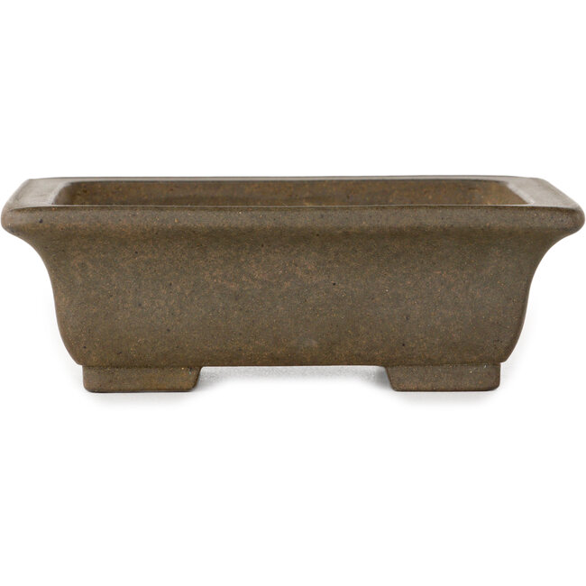 Rectangular unglazed bonsai pot by Yamaaki Koshosen (second generation) - 140 x 113 x 47 mm