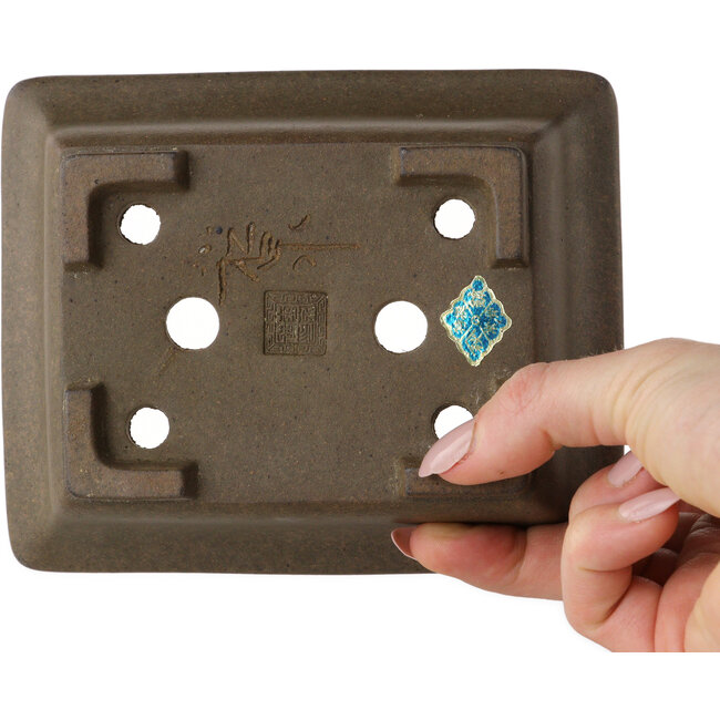 Maceta rectangular sin esmaltar para bonsái de Yamaaki Koshosen (segunda generación) - 140 x 113 x 47 mm