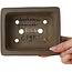 Rectangular unglazed bonsai pot by Yamaaki Koshosen (second generation) - 140 x 113 x 47 mm