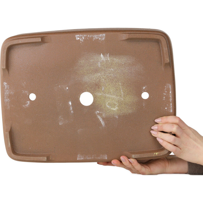 Pot à bonsaï rectangulaire non émaillé de Houtoku - 407 x 312 x 100 mm