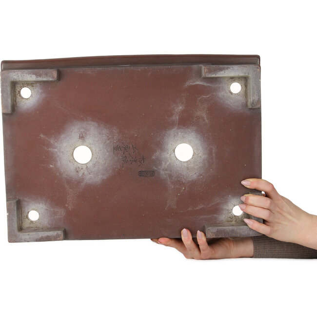 Maceta rectangular sin esmaltar para bonsái de Yamaaki Toshio (tercera generación) - 460 x 335 x 112 mm