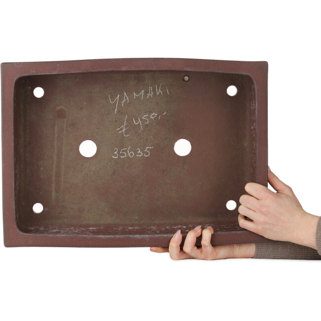Maceta rectangular sin esmaltar para bonsái de Yamaaki Toshio (tercera generación) - 460 x 335 x 112 mm