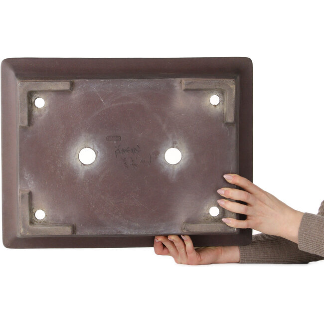 Pot à bonsaï rectangulaire non émaillé de Yamaaki Toshio (troisième génération) - 480 x 365 x 120 mm