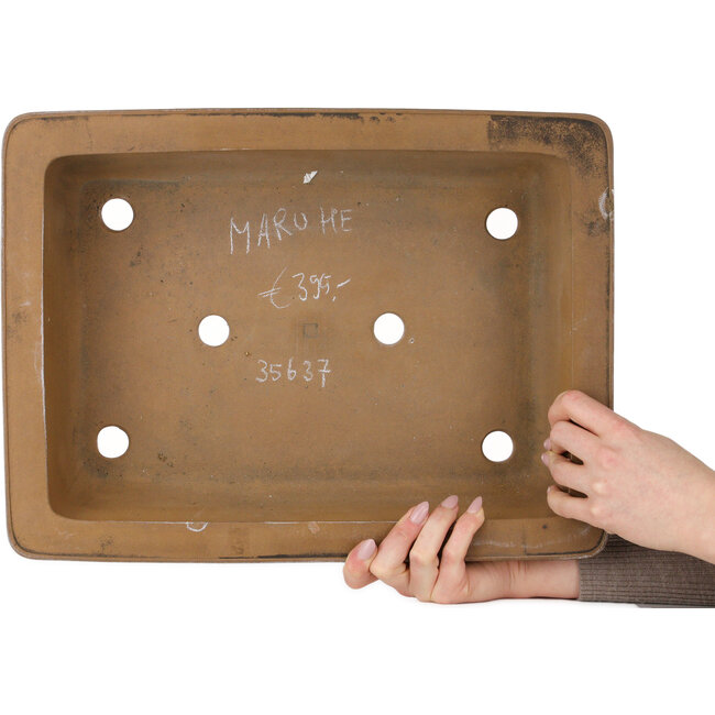 Pot à bonsaï rectangulaire non émaillé de Maruhei - 420 x 313 x 100 mm