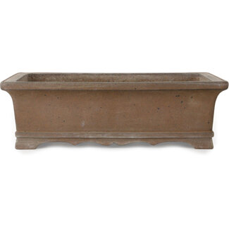  Yamaaki 385 mm rectangular unglazed bonsai pot by Yamaaki Koshosen (second generation), Tokoname, Japan