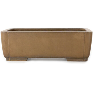  Yamaaki 350 mm rectangular unglazed bonsai pot by Yamaaki Toshio (third generation), Tokoname, Japan