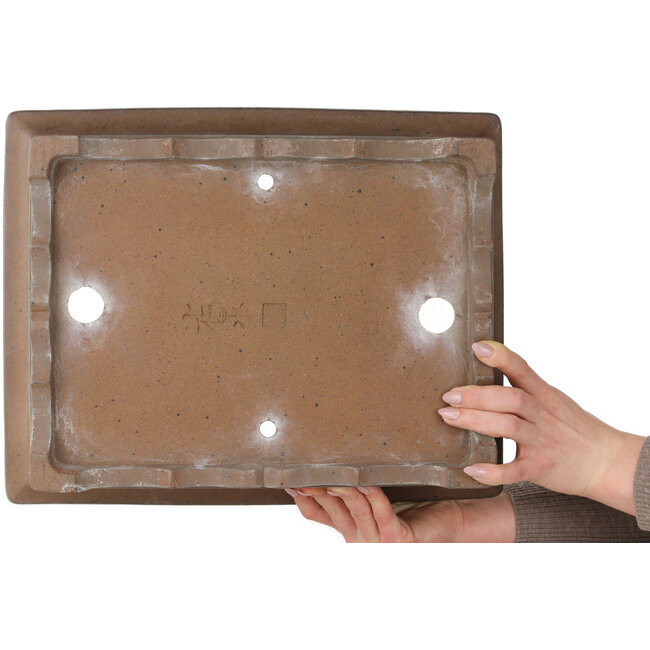 Maceta rectangular sin esmaltar para bonsái de Yamaaki Koshosen (segunda generación) - 385 x 307 x 115 mm