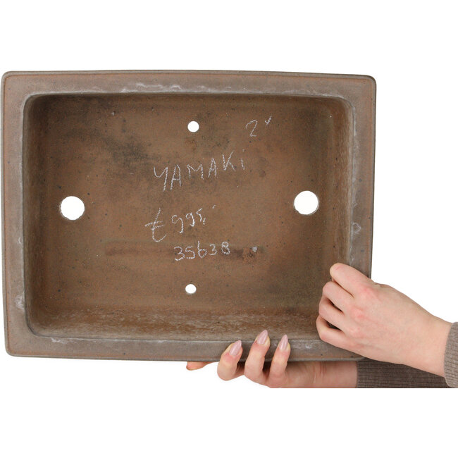 Rechteckiger, unglasierter Bonsai-Topf von Yamaaki Koshosen (zweite Generation) – 385 x 307 x 115 mm