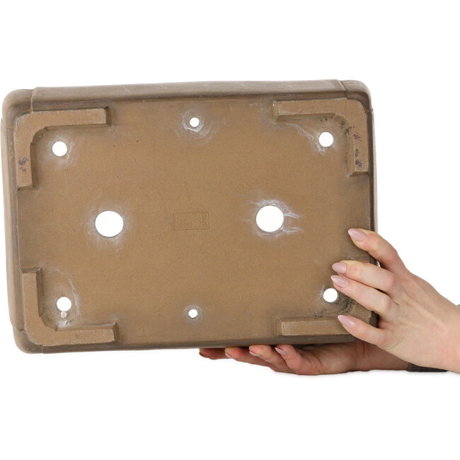 Maceta rectangular sin esmaltar para bonsái de Yamaaki Toshio (tercera generación) - 350 x 250 x 115 mm