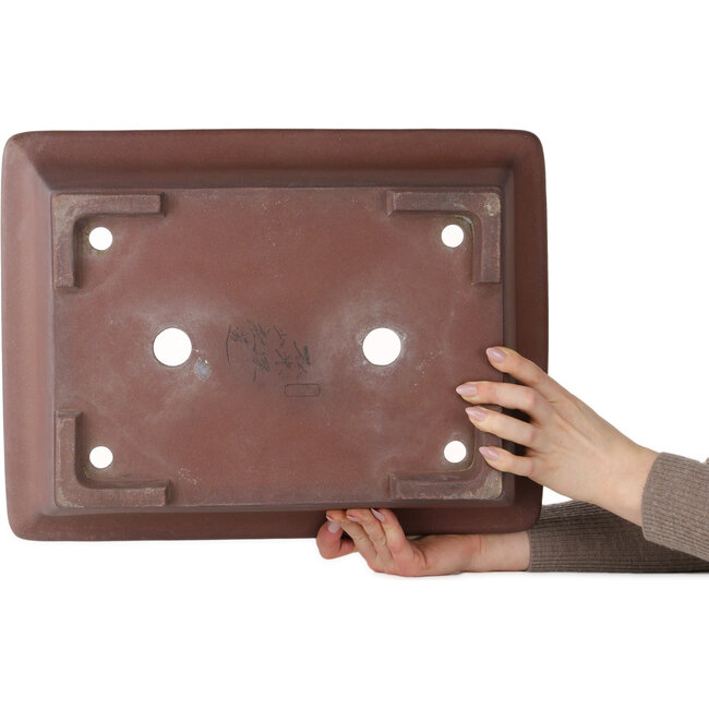 Pot à bonsaï rectangulaire non émaillé de Yamaaki Toshio (troisième génération) - 440 x 335 x 128 mm