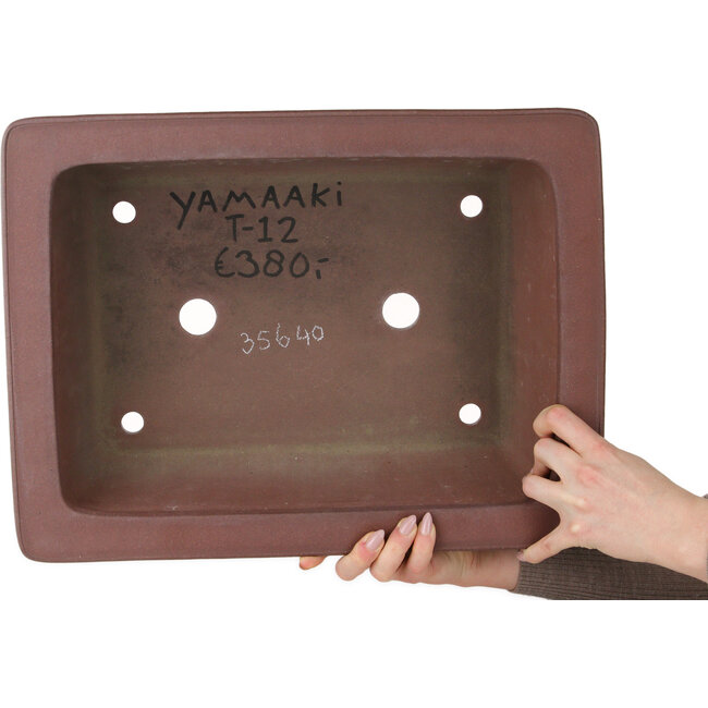 Vaso bonsai rettangolare non smaltato di Yamaaki Toshio (terza generazione) - 440 x 335 x 128 mm